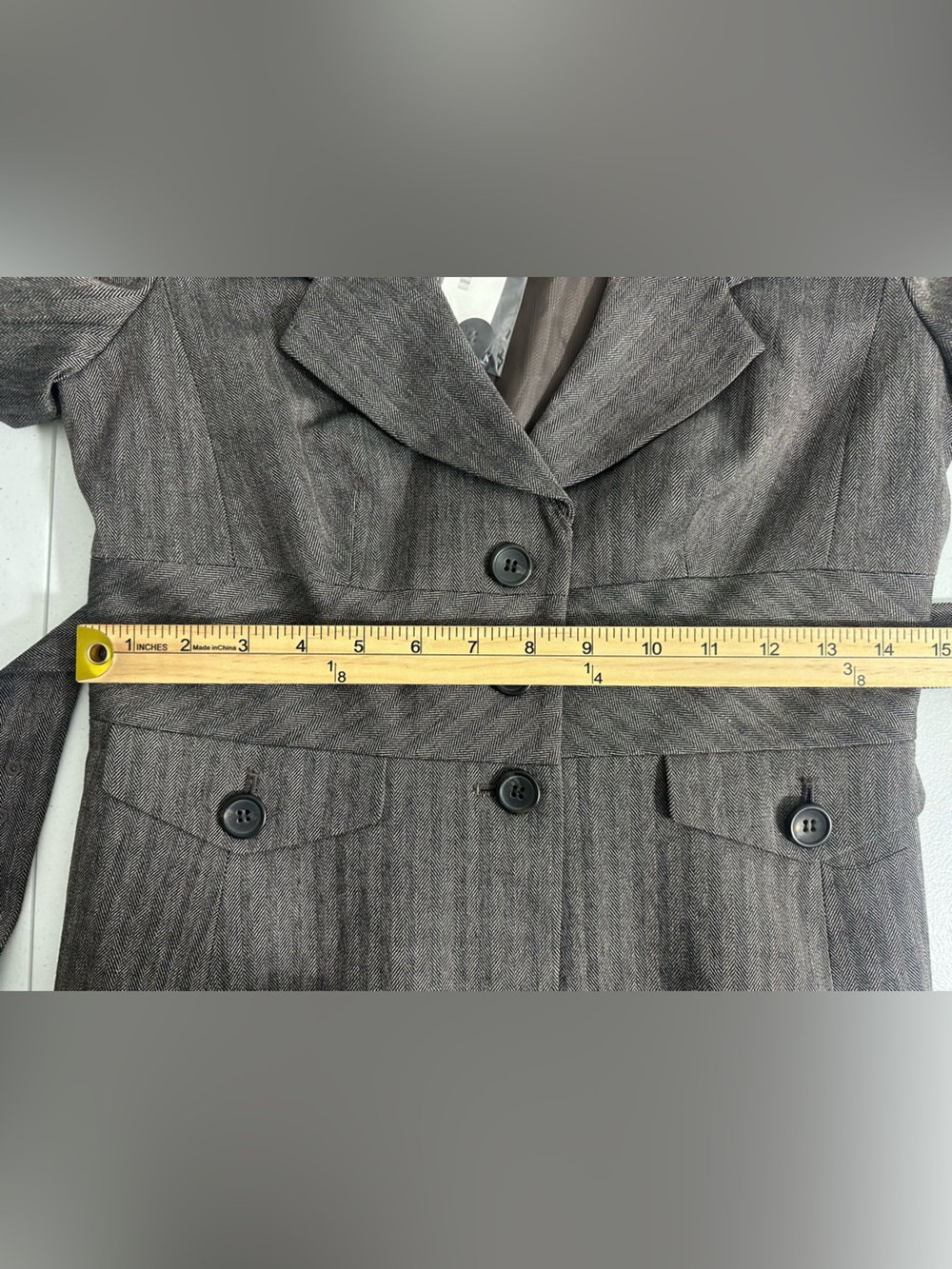 NWT The Limited Wz 2 Womens Blazer Herringbone Belted Brown 3 Button Stretch - Picture 13 of 15
